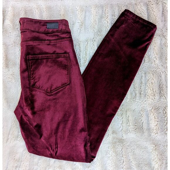PAIGE "Hoxton Ultra Skinny" Dark Currant Maroon High Rise Velvet Jeans, Size 26 - Picture 14 of 14